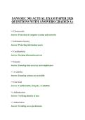 SANS SEC 301 ACTUAL EXAM PAPER 2026 QUESTIONS WITH ANSWERS GRADED A&plus;