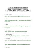 SANS SEC401 MODULE QUIZZES PRACTICE EXAMINATION 2026 QUESTIONS WITH ANSWERS GRADED A&plus;