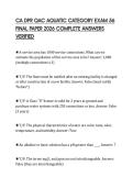CA DPR QAC AQUATIC CATEGORY EXAM 56 FINAL PAPER 2026 COMPLETE ANSWERS VERIFIED
