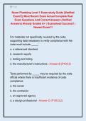 Nccer Plumbing Level 1 Exam study Guide &vert;&vert;Verified  Exam&excl;&excl;&vert;&vert; Most Recent Exam Actual Complete Real  Exam Questions And Correct Answers &lpar;Verified  Answers&rpar; Already Graded A&plus; &vert; Guaranteed Success&excl;&excl; &vert;  Newest Exam&excl;&excl;&excl;