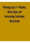Pathology Quiz 3 Platelets Blood Types and Immunology Vocabulary Study Guide 2025&sol; 2026