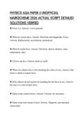 PHYSICS AQA PAPER 2 UNOFFICIAL MARKSCHEME 2026 ACTUAL SCRIPT DETAILED SOLUTIONS VERIFIED