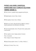 PHYSICS AQA PAPER 2 UNOFFICIAL MARKSCHEME 2026 COMPLETE SOLUTIONS VERIFIED GRADED A&plus;