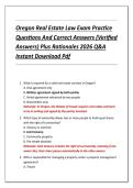 Oregon Real Estate Law Exam Practice  Questions And Correct Answers &lpar;Verified  Answers&rpar; Plus Rationales 2026 Q&A  Instant Download Pdf