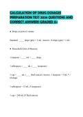 CALCULATION OF DRUG DOSAGES CERTIFICATION PAPER 2026 FULL SOLUTION GRADED A