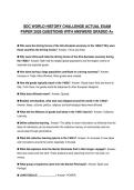 SDC WORLD HISTORY CHALLENGE ACTUAL EXAM PAPER 2026 QUESTIONS WITH ANSWERS GRADED A&plus;