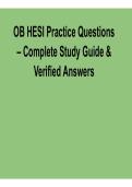 OB HESI Practice Questions Complete Study Guide and Verified Answers 2025&sol; 2026