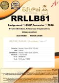 RRLLB81 Assignment 1 QUIZ &lpar;COMPLETE ANSWERS&rpar; Semester 1 2026 - DUE March 2026