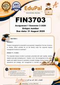 FIN3703 Assignment 1 &lpar;COMPLETE ANSWERS&rpar; Semester 2 2026 - DUE 31 August 2026
