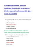 Arizona Bridge Inspection Technician  Certification Questions And Correct Answers  &lpar;Verified Answers&rpar; Plus Rationales 2026 Q&A &vert;  Instant Download Pdf 