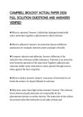 CAMPBELL BIOLOGY ACTUAL PAPER 2026 FULL SOLUTION QUESTIONS AND ANSWERS VERIFIED