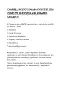 CAMPBELL BIOLOGY EXAMINATION TEST 2026 COMPLETE QUESTIONS AND ANSWERS GRADED A&plus;