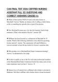 CAN FINAL TEST 2026 CERTIFIED NURSING ASSISTANT FULL 122 QUESTIONS AND CORRECT ANSWERS GRADED A&plus;