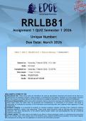 RRLLB81 Assignment 1 &lpar;ANSWERS&rpar; Semester 1 2026 - DISTINCTION GUARANTEED&period;