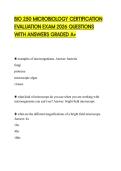 BIO 250 MICROBIOLOGY CERTIFICATION EVALUATION EXAM 2026 QUESTIONS WITH ANSWERS GRADED A&plus;