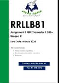 RRLLB81 Assignment 1 &lpar;QUALITY ANSWERS&rpar; Semester 1 2026