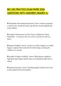 BIO 250 PRACTICE EXAM PAPER 2026 QUESTIONS WITH ANSWERS GRADED A&plus;