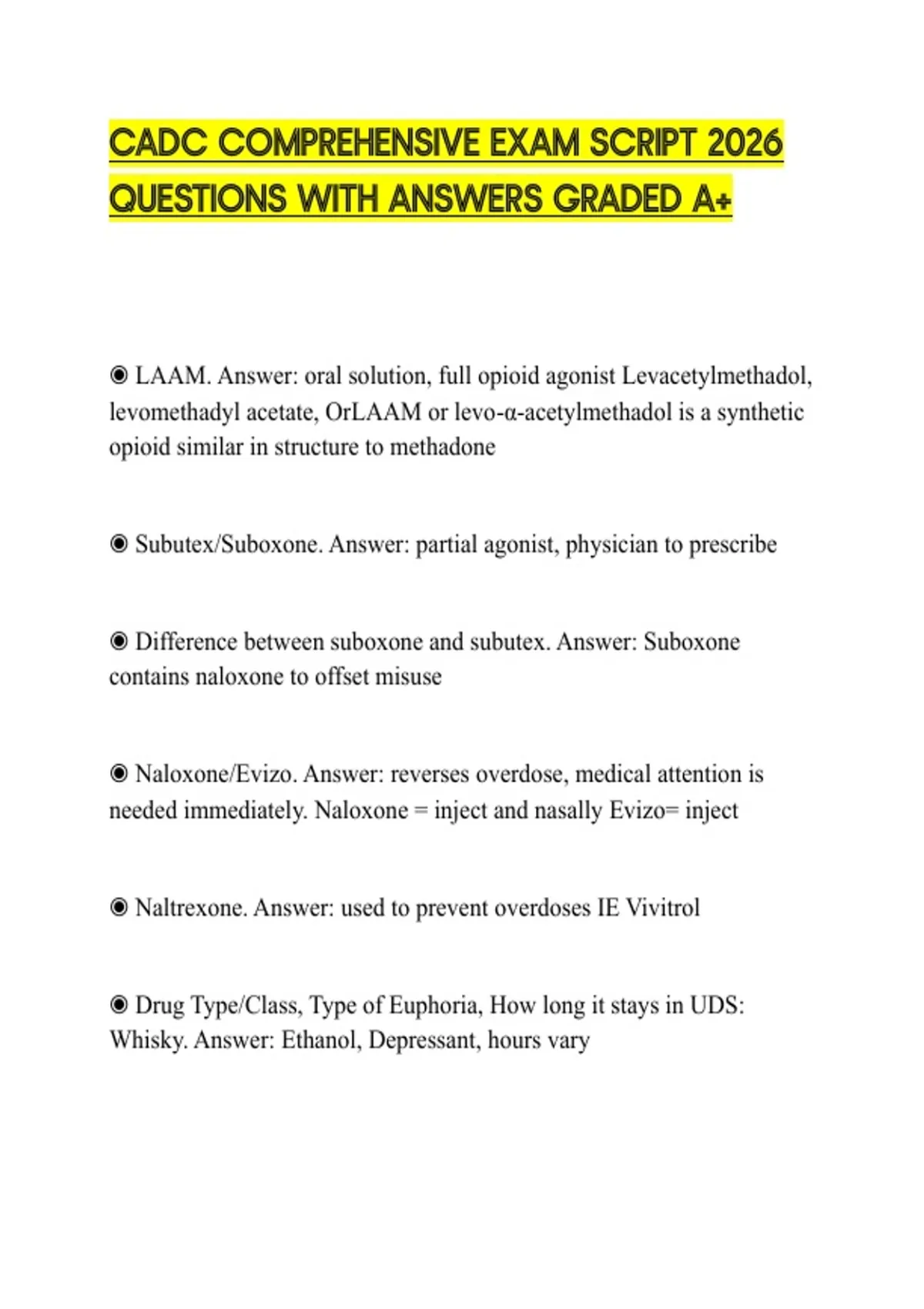 CADC COMPREHENSIVE EXAM SCRIPT 2026 QUESTIONS WITH ANSWERS GRADED A+ ...