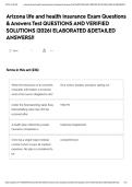 Arizona life and health insurance Exam Questions & Answers Test QUESTIONS AND VERIFIED SOLUTIONS &vert;2026&vert; ELABORATED &DETAILED ANSWERS&excl;&excl;