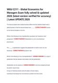 WGU C211 - Global Economics for  Managers Exam fully solved & updated  2026 &lpar;latest version verified for accuracy&rpar;  &vert; Latest UPDATE 2026 