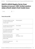 OB&sol;GYN ARDMS Registry Review Exam Questions & Answers &vert; 100&percnt; Verified solutions &lpar;2026&rpar; UPDATE &vert;2026&excl;&excl; STUDY GUIDE EXAM