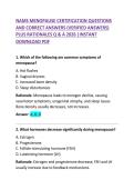  NAMS Menopause Certification Exam Questions and Answers