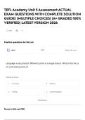 TEFL Academy Unit 5 Assessment ACTUAL EXAM QUESTIONS WITH COMPLETE SOLUTION GUIDE&rpar; &lpar;MULTIPLE CHOICES&rpar; &lpar;A&plus; GRADED 100&percnt; VERIFIED&rpar; LATEST VERSION 2026