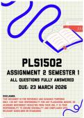 PLS1502 Assignment 2 Semester 1 Memo &vert; Due 23 March 2026