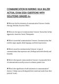 COMMUNICATION IN NURSING JULIA BALZER ACTUAL EXAM 2026 QUESTIONS WITH SOLUTIONS GRADED A&plus;