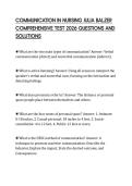COMMUNICATION IN NURSING JULIA BALZER COMPREHENSIVE TEST 2026 QUESTIONS AND SOLUTIONS