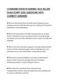 COMMUNICATION IN NURSING JULIA BALZER EXAM SCRIPT 2026 QUESTIONS WITH CORRECT ANSWERS