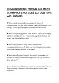 COMMUNICATION IN NURSING JULIA BALZER EXAMINATION STUDY GUIDE 2026 QUESTIONS WITH ANSWERS