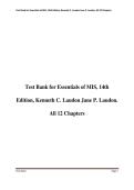 Test Bank for Essentials of MIS&comma; 14th Edition by Kenneth C&period; Laudon & Jane P&period; Laudon &vert; All 12 Chapters &vert; 2026 Updated Exam Questions