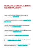 HIT 101 Test 1 Exam Questions with 100&percnt; Verified Answers &vert; Latest AHIMA Guide &vert; Guaranteed First Attempt Success