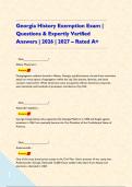 Georgia History Exemption Exam &vert; Questions & Expertly Verified Answers &vert; 2026 &vert; 2027 &ndash; Rated A&plus;     