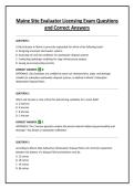 Maine Site Evaluator Licensing Exam Questions and Correct Answers