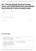 ACI - Concrete Strength Technician Training EXAM&comma; MOST TESTED QUESTIONS AND VERIFIED SOLUTIONS&sol;GET IT 100&percnt; ACCURATE&excl;&excl; 2026&excl;&excl;