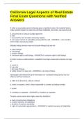 California Legal Aspects of Real Estate Final Exam Questions with Verified Answers