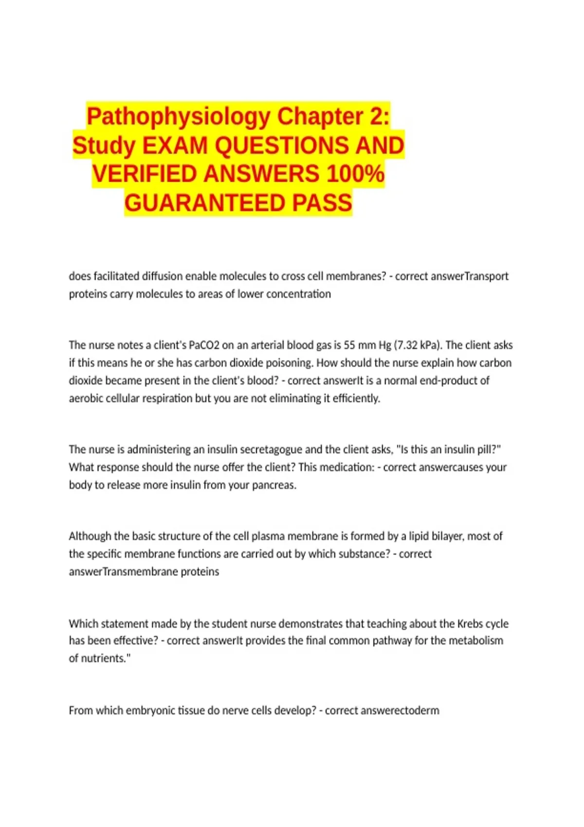 Pathophysiology Chapter 2 STUDY GUIDE EXAM QUESTIONS AND VERIFIED ...