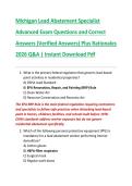 Michigan Lead Abatement Specialist  Advanced Exam Questions and Correct  Answers &lpar;Verified Answers&rpar; Plus Rationales  2026 Q&A &vert; Instant Download Pdf