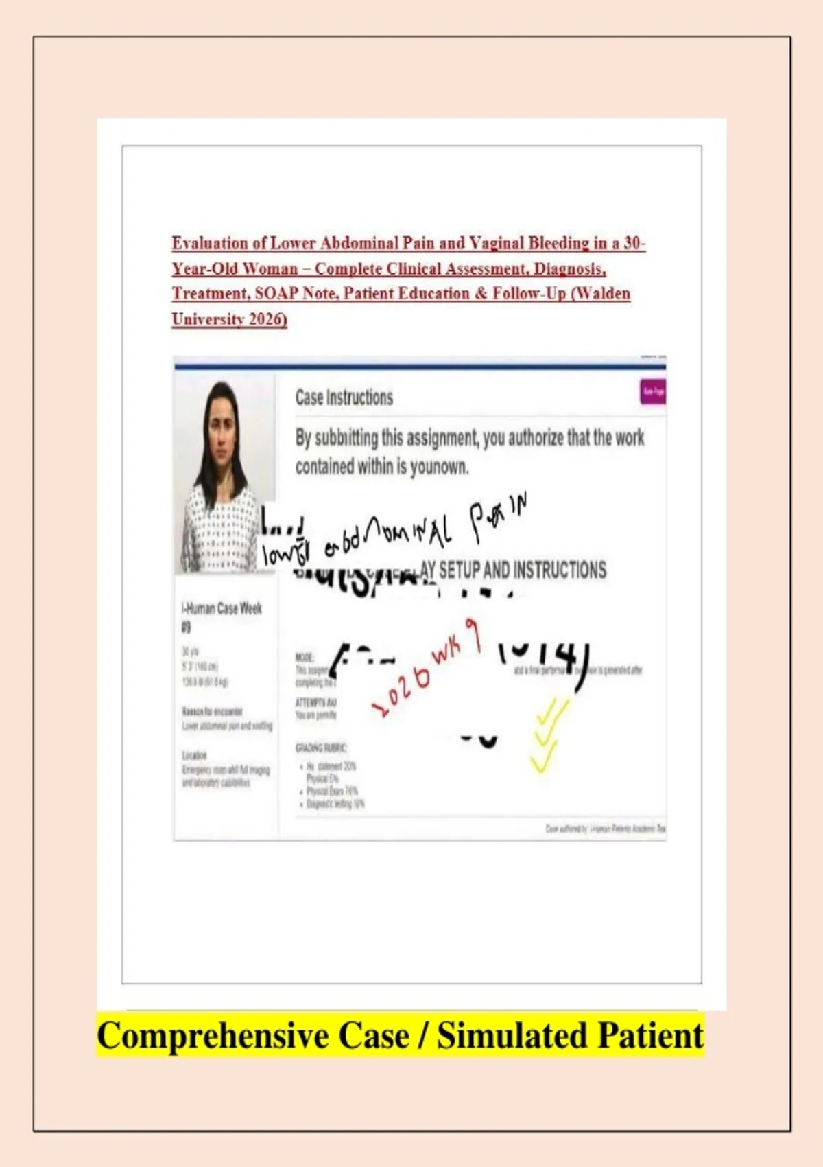 Week 9 Case Study – 30-Year-Old Woman with Sharp Lower Abdominal Pain ...