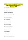 NC Medication Aide &lpar;Med Tech&rpar; Exam Questions and Verified Correct Answers 2026