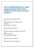 OHIO JURISPRUDENCE Exam &lpar;2026 Update&rpar; Questions With Correct  Verified And Well Analyzed Answers  Graded A&plus;