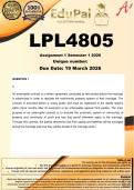 LPL4805 Assignment 1 &lpar;COMPLETE ANSWERS&rpar; Semester 1 2026 - DUE 19 March 2026