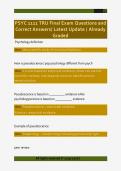 PSYC 1111 TRU Final Exam Questions and  Correct Answers&sol; Latest Update &sol; Already  Graded 
