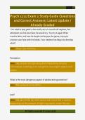 Psych 1111 Exam 2 Study Guide Questions  and Correct Answers&sol; Latest Update &sol;  Already Graded 
