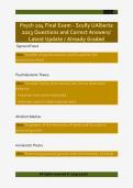 Psych 104 Final Exam - Scully UAlberta  2023 Questions and Correct Answers&sol;  Latest Update &sol; Already Graded 