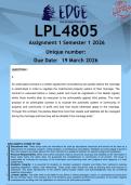 LPL4805 Assignment 1 &lpar;ANSWERS&rpar; Semester 1 2026 - DISTINCTION GUARANTEED