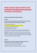 AALAS Laboratory Animal Technician &lpar;LAT&rpar;  Certification Exam Multiple-Choice Questions  with Answers and Rationales