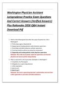 Washington Physician Assistant  Jurisprudence Practice Exam Questions  And Correct Answers &lpar;Verified Answers&rpar;  Plus Rationales 2026 Q&A Instant  Download Pdf 